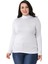Büyük Beden Yarım Balıkçı Uzun Kollu Viskon Beyaz Body 1