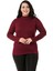Büyük Beden Yarım Balıkçı Uzun Kollu Viskon Bordo Body 1