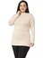 Büyük Beden Yarım Balıkçı Uzun Kollu Viskon Bej Rengi Body 1