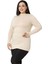 Büyük Beden Yarım Balıkçı Uzun Kollu Viskon Bej Rengi Body 4