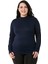 Büyük Beden Yarım Balıkçı Uzun Kollu Viskon Lacivert Body 1