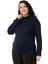 Büyük Beden Yarım Balıkçı Uzun Kollu Viskon Lacivert Body 4