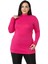 Büyük Beden Yarım Balıkçı Uzun Kollu Viskon Fuşya Body 1