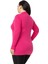 Büyük Beden Yarım Balıkçı Uzun Kollu Viskon Fuşya Body 3
