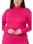 Büyük Beden Yarım Balıkçı Uzun Kollu Viskon Fuşya Body 4