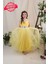 Kız Çocuk Sarı Uzun Tüllü Düğün Abiye Elbise 1
