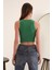 Kaşkorse Kumaş Bisiklet Yaka Kadın Crop Bluz 4