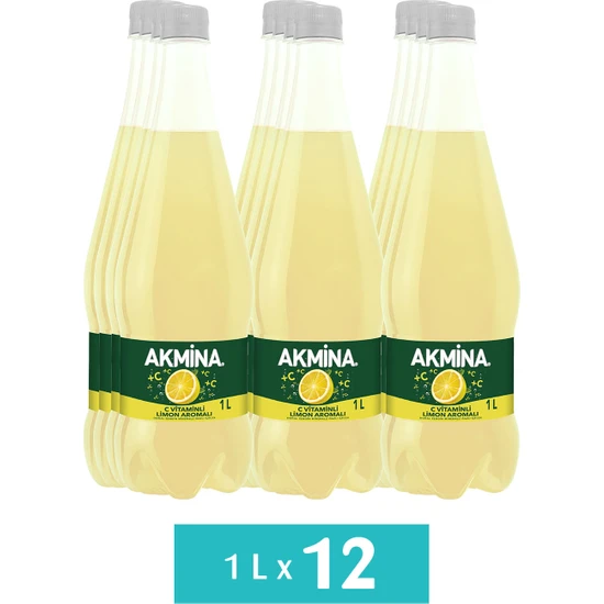 Akmina C Vitaminli Limon Aromalı Maden Suyu 12 x 1 Lt