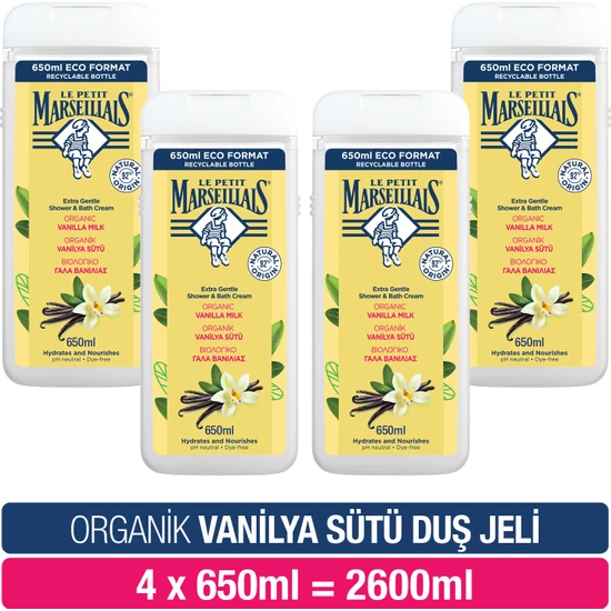 Le Petit Marseillais Vanilya Sütü Banyo ve Duş Jeli 650 ml x 4