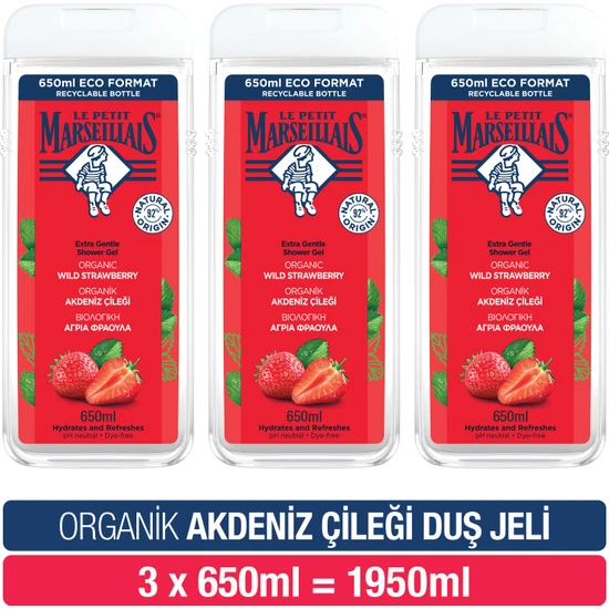 Le Petit Marseillais Akdeniz Çileği Duş Jeli 650 Ml X3