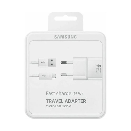 Samsung Telefon Şarj Adaptörü Orijinal 15W Travel Adapter Micro USB Kablo + Şarj Adaptörü
