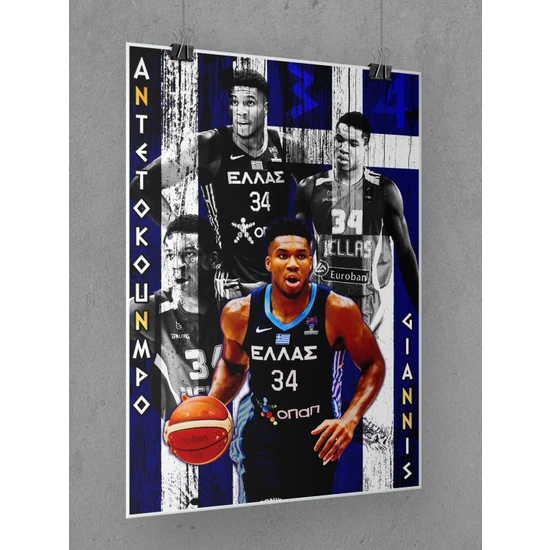 Saturndesign Giannis Antetokounmpo Poster 60X90CM Nba Basketbol Afiş - Kalın Poster Kağıdı Dijital Baskı
