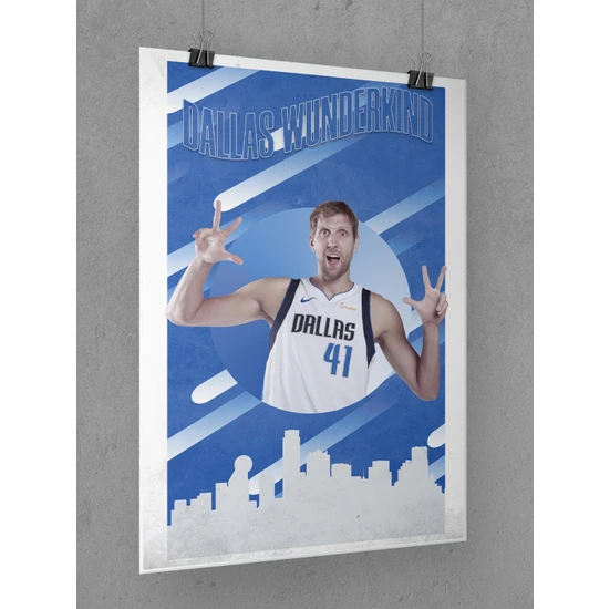 Saturndesign Dirk Nowitzki Poster 60X90CM Nba Basketbol Afiş - Kalın Poster Kağıdı Dijital Baskı