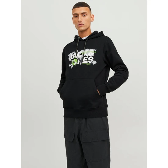 Jack & Jones Jcodust Sweat Hood Sn Erkek Siyah Sweatshirt 12240214-Black