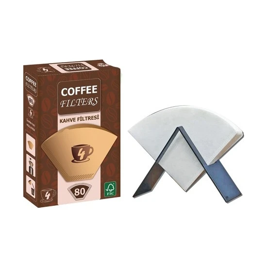 Vestron Filtre Kağıdı Tutucu Metal Stand ve Coffee Filters Filtre Kağıdı 80 Adet