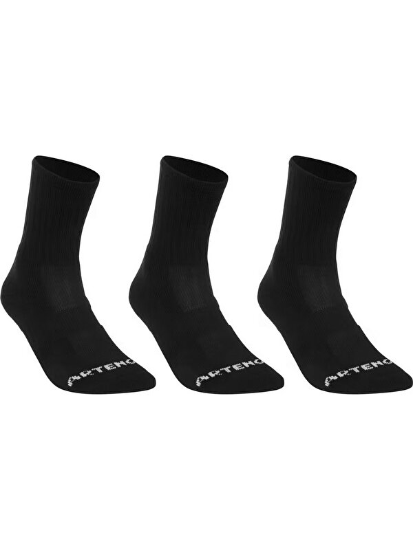 ARTENGO Uzun Boy Konçlu Tenis Çorabı - 3'lü Paket - Siyah - Rs 500