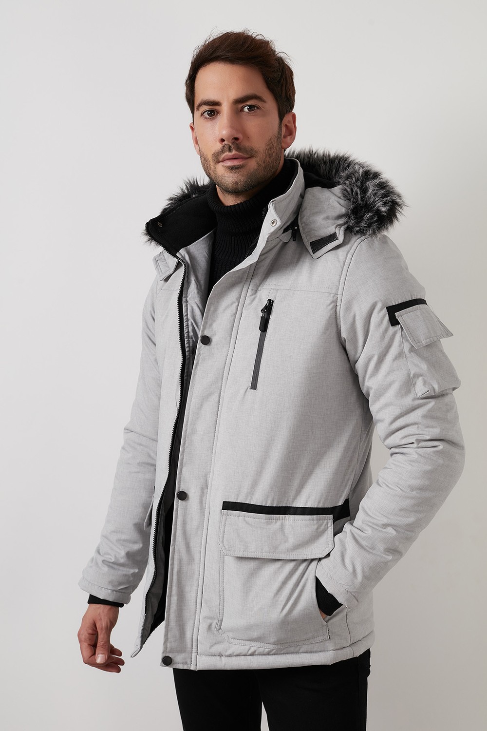 Buratti Peluş Astarlı Suya ve Rüzgara Dayanıklı Soğuk Geçirmez Slim Fit Mont Erkek MONT 5711051