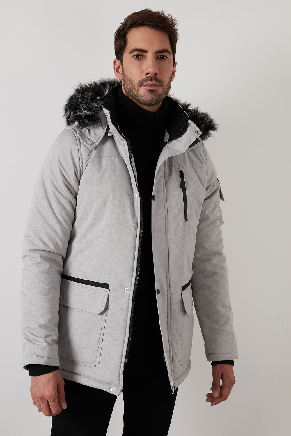Buratti Peluş Astarlı Suya ve Rüzgara Dayanıklı Soğuk Geçirmez Slim Fit Mont Erkek MONT 5711051 görsel 2