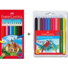 12'li Kuru Boya + Faber-Castell Fiesta 12 Renk Keçeli Kalem