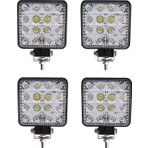 Forza Off Road Beyaz Işık 16 LED Kare Sis Farı Lambası 12-24 V 4 Adet Metal Gövde