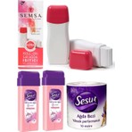 Sesu Roll-On Kartuş Ağda Seti x 2 + Ağda Isıtıcısı + Hassas Cilt İçin Ağda Bezi