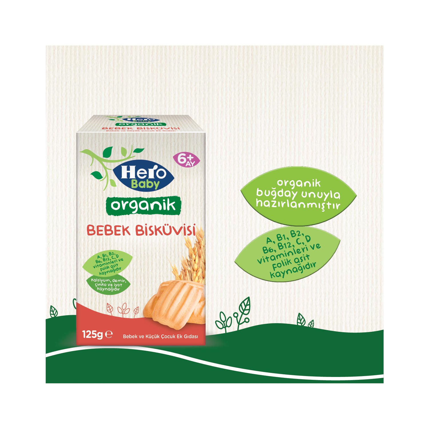 Hero Baby Organik Bebek Bisküvisi 500g (4x125g) Fiyatı