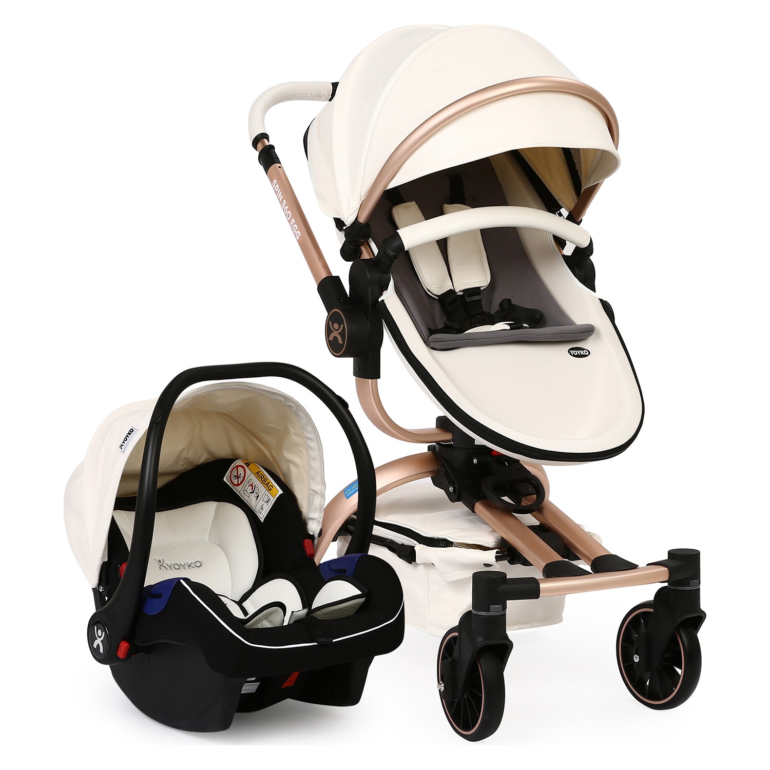 Yoyko Spin 360 Derece Dönebilen Bebek Arabası Beyaz Rose
