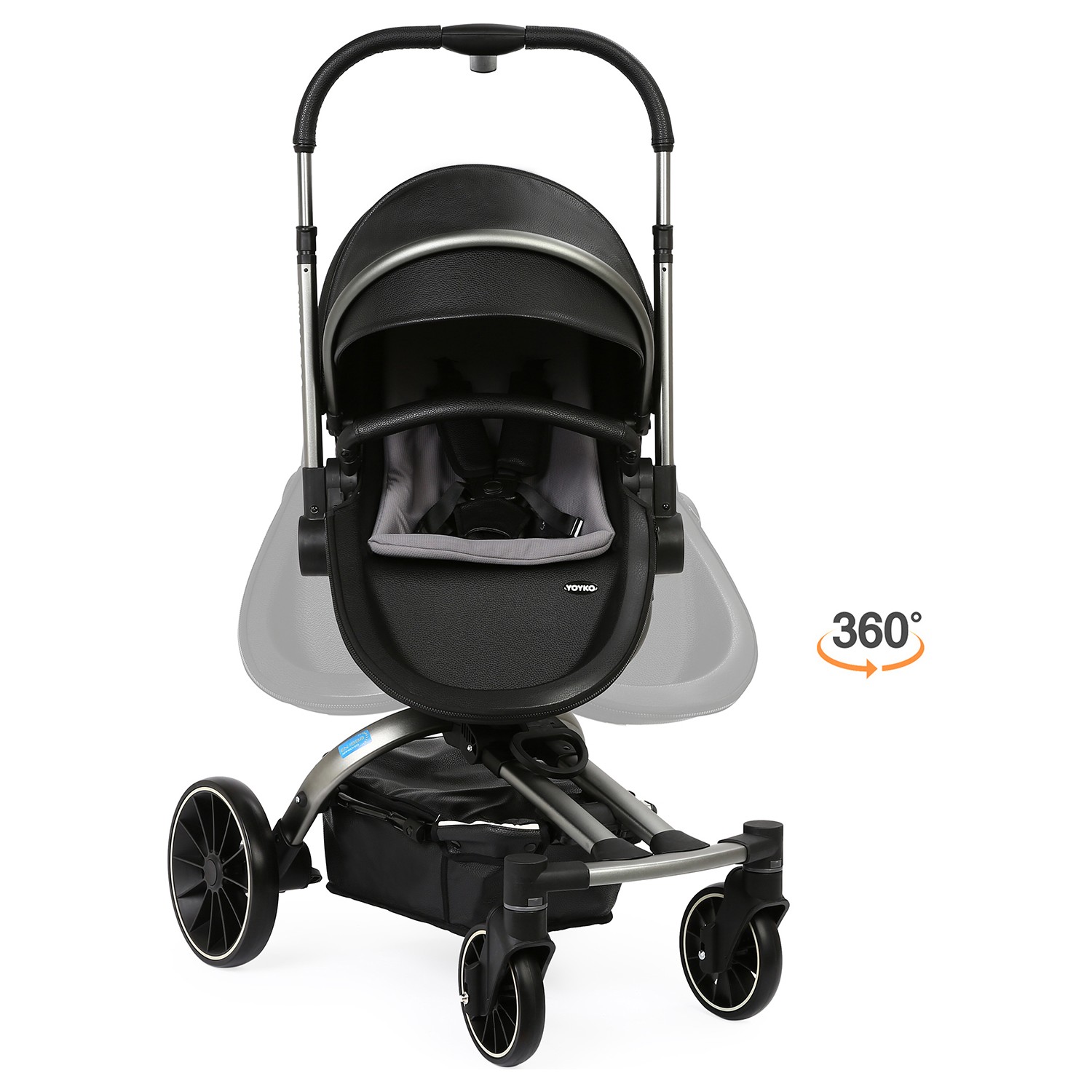 Yoyko Spin 360 Derece Dönebilen Bebek Arabası Siyah Gri