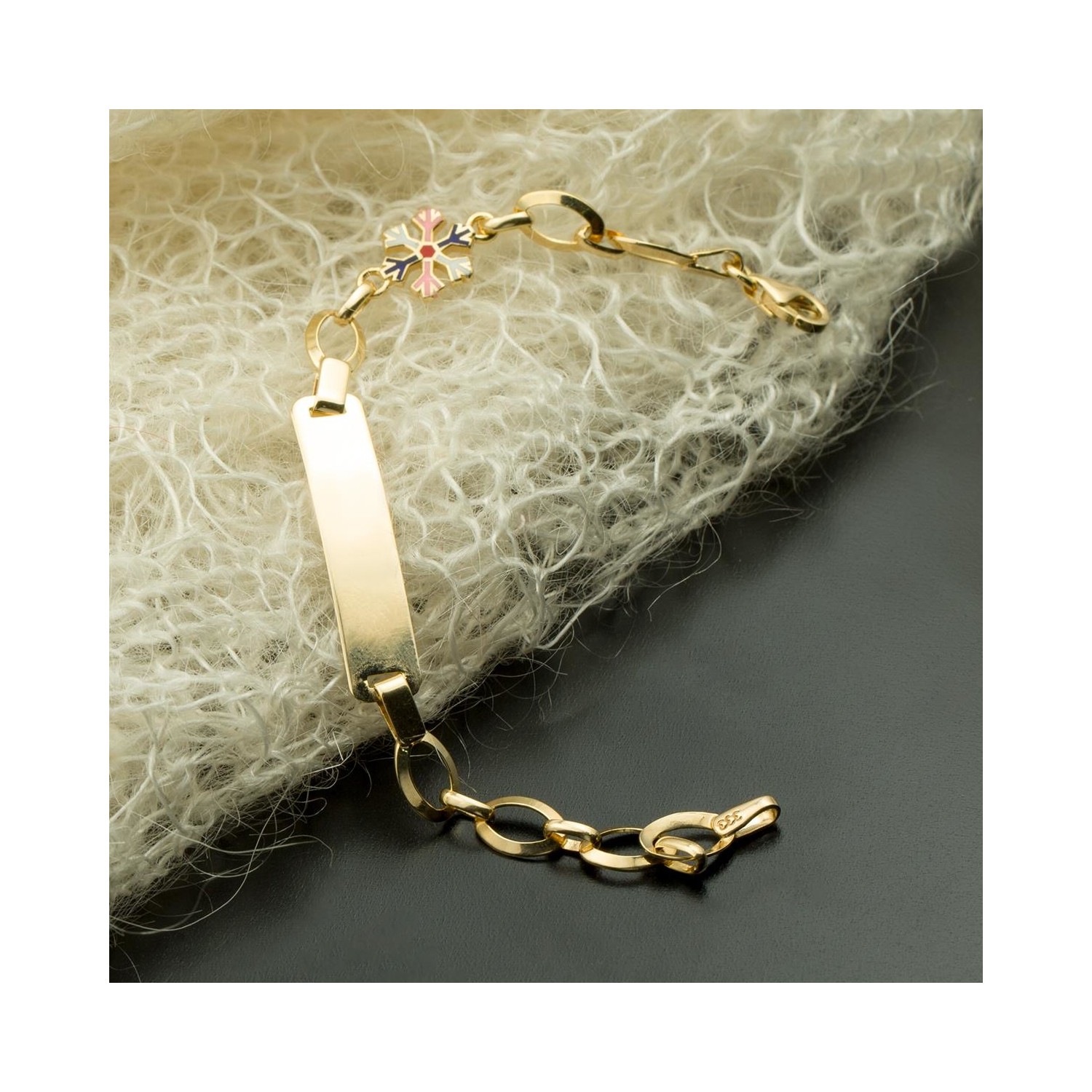 Bilezikci Renkli Kar Taneli Altın Bebek Künyesi Fiyatı