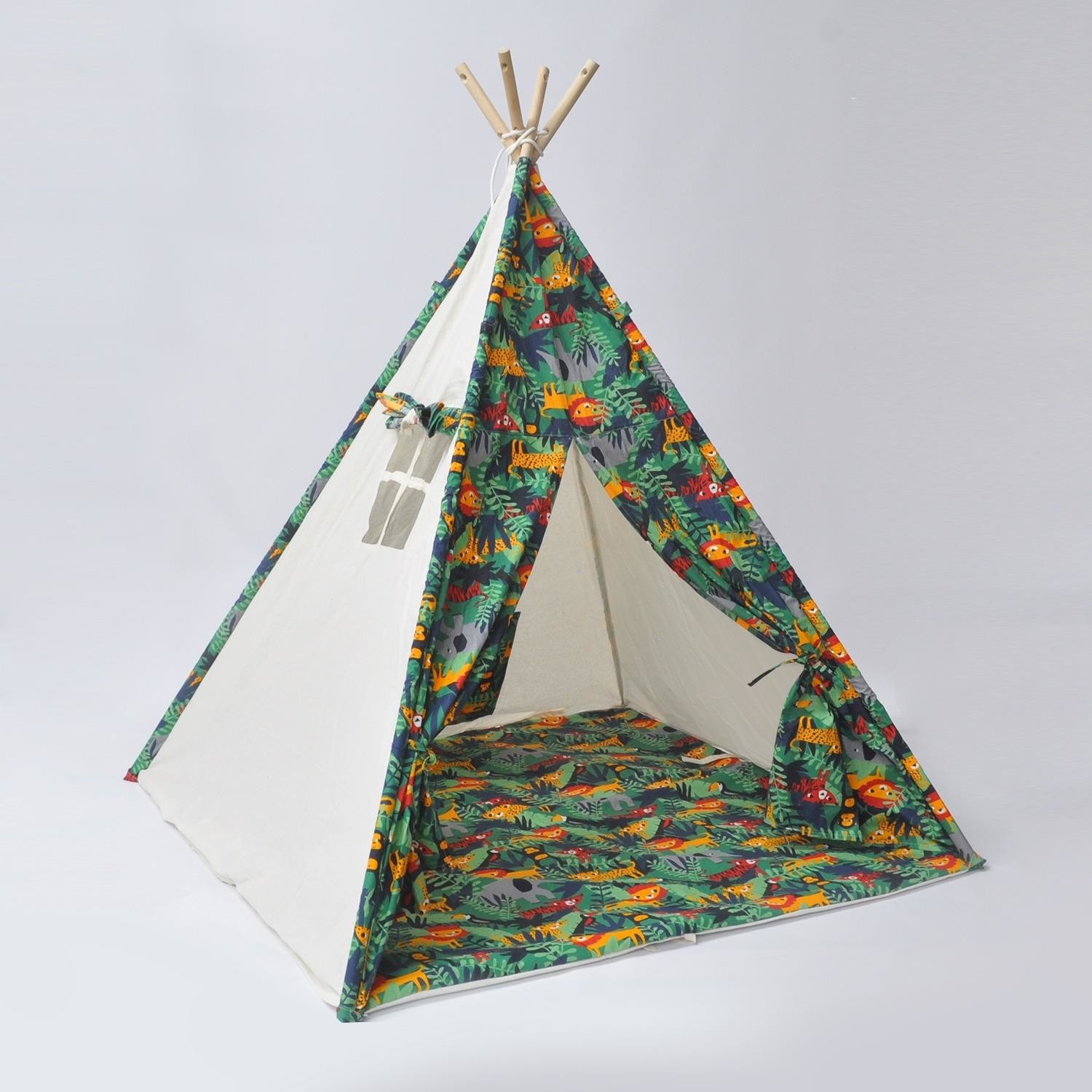 Mavienerji Pamuk Ahşap Çocuk Kızılderili Çadırı Oyun Evi