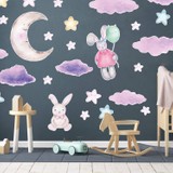 Basıver Duvar Sticker Seti Çocuk Odası Tavşan Rüyası S20EVD05