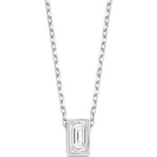 Altın Sepeti Altınsepeti Beyaz Altın Mini Baget Tektaş Kolye AS1601KLR2