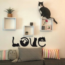 Hellove Kedi Tablosu Love Duvar Yazısı Dekoratif Tablo Ahşap Duvar Tablosu