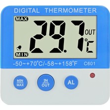 TEKNO İSTANBUL C601 Dijital Elektronik LCD Manyetik Buzdolabı Termometre Duvara Monte Veya Masa Standı Dondurucu Termometre