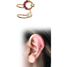 By Barun Türk Bayrağı Kıkırdak Küpe - Rose