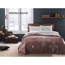 Taç Pamuk Battaniye Brenna Kahverengi Tek Kişilik