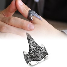 Takılingo 925 Ayar Gümüş Kalem Işleme Model Erkek Okçu Zihgir Yüzüğü
