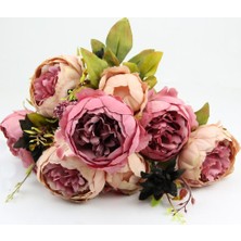 Nettenevime Yapay Çiçek Marsilya Gülü Şakayık Erengül Büyük Boy Demet Fuşya