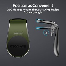 Promate Airgrip-3 Araç Telefon Tutucu Mıknatıslı Güçlü Kavrama, Kaymaz, 360 Derece Dönen