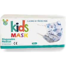 Kids Çocuk Maskesi 3 Katlı 50 Adet