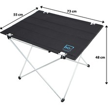 Box&Box Katlanabilir Kumaş Kamp ve Piknik Masası, Siyah, Geniş Model, 73 x 55 x 48 cm