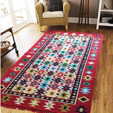 Voho Tekstil Çift Taraflı Kilim - Otantik Yıldızlı Desen Kilim Yolluk