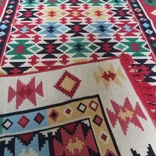 Voho Tekstil Çift Taraflı Kilim - Otantik Yıldızlı Desen Kilim Yolluk