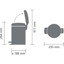 Brabantia Çöp Kutusu Newicon Pedallı 3 Lt  Mat Siyah