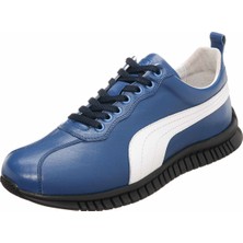 Costo Shoes PM7886 Sax Mavi Deri Erkek Spor Ayakkabı Rahat Geniş Kalıp Saf Kauçuk Taban Yeni Sezon