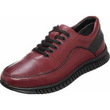 Costo Shoes GG1318 Bordo Kauçuk Taban Rahat Geniş Kalıp 4 Mevsim Erkek Ayakkabısı