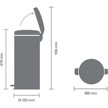 Brabantia Çöp Kutusu 30 Lt Newicon Pedallı Beton Gri