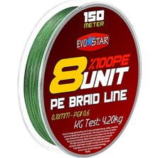 Evostar 8 Unit %100 Pe 8 Kat Örgü Ip Misina Yeşil - 0.10 mm