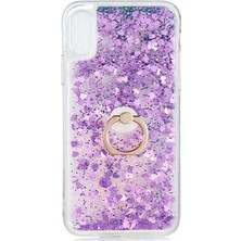 Gpack Apple iPhone X Kılıf Milce Sulu Yüzüklü Silikon Arka Kapak Mor