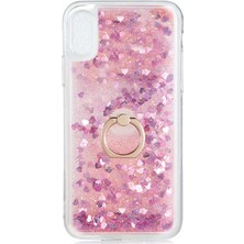 Gpack Apple iPhone X Kılıf Milce Sulu Yüzüklü Silikon Arka Kapak Pembe
